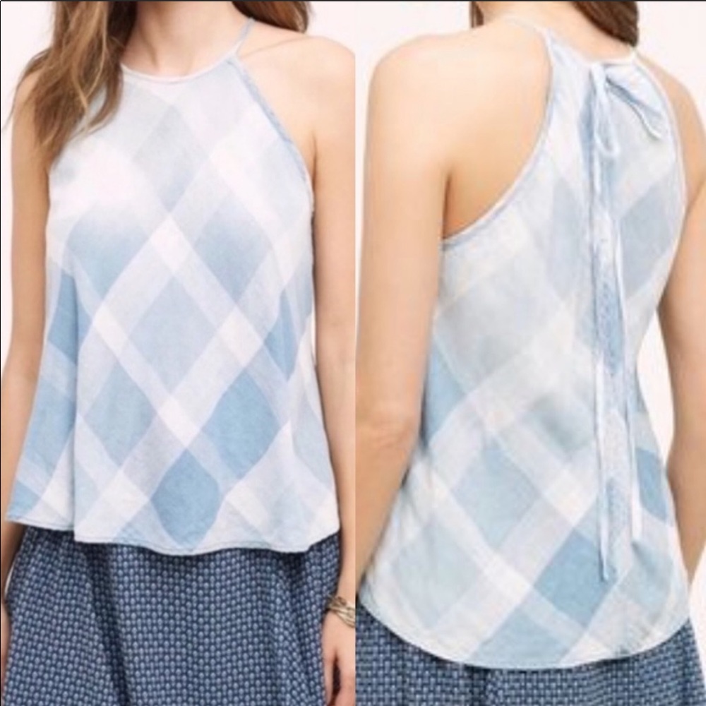 Anthropologie Cloth & Stone Plaid Halter Top - Picture 1 of 10